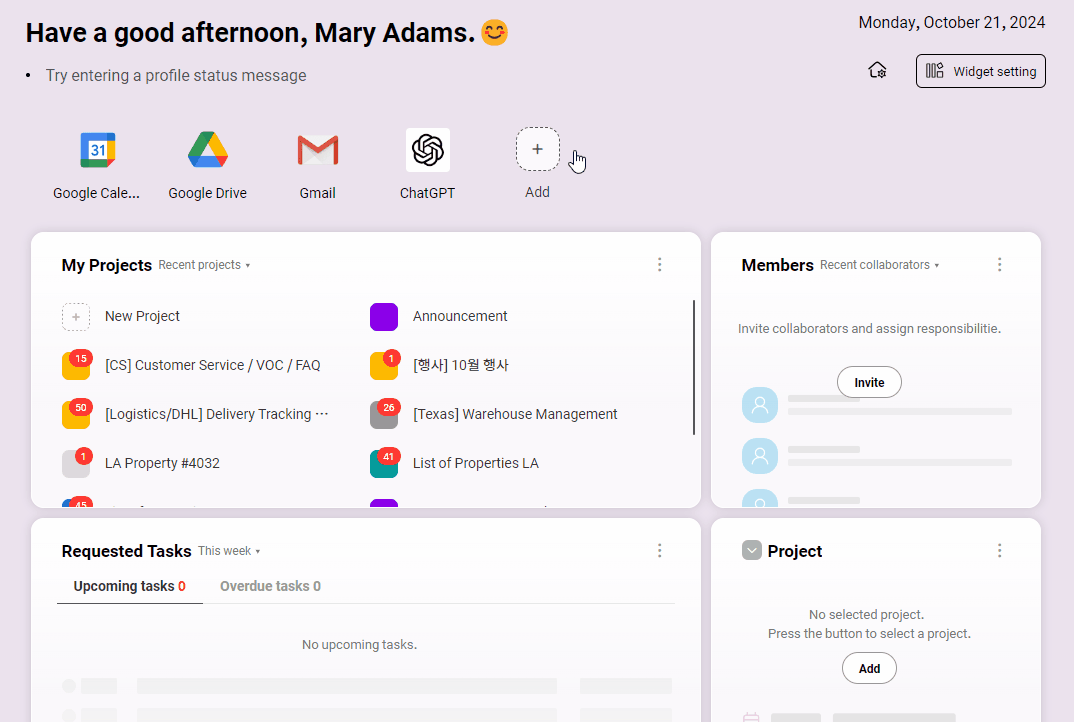 GIF of adding a shortcut to Figma on morningmate Dashboard